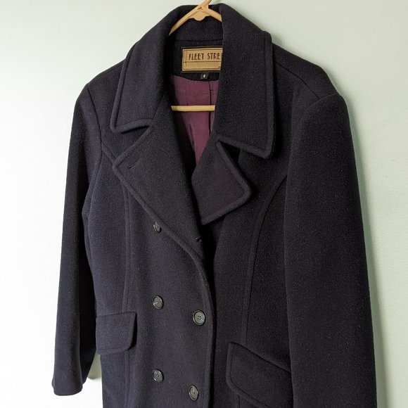 Vintage Navy Wool Peacoat- Sz 8 - Picture 1 of 4
